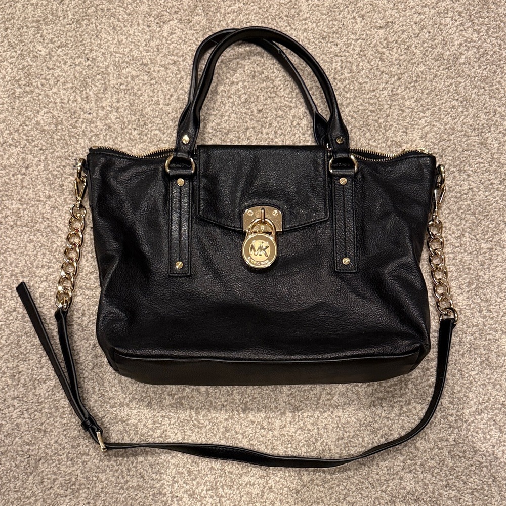 Michael Kors Black Gold Lock Satchel Cross Body